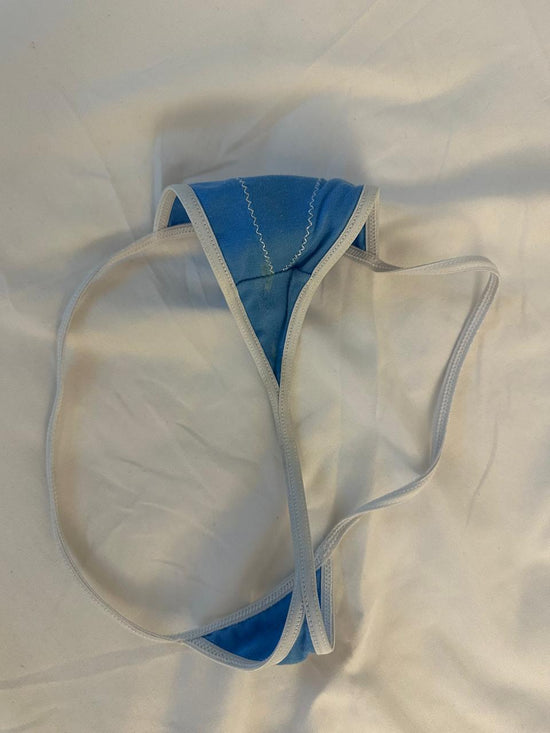 Blue and white piss stained thong